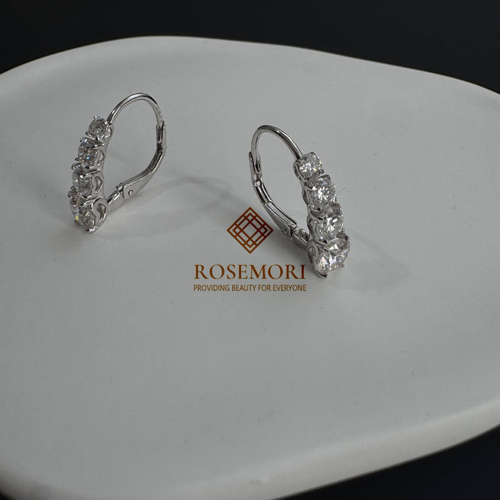 Graduated Moissanite Huggie Earrings — Multi-Stone Drop | S925 Sterling Silver