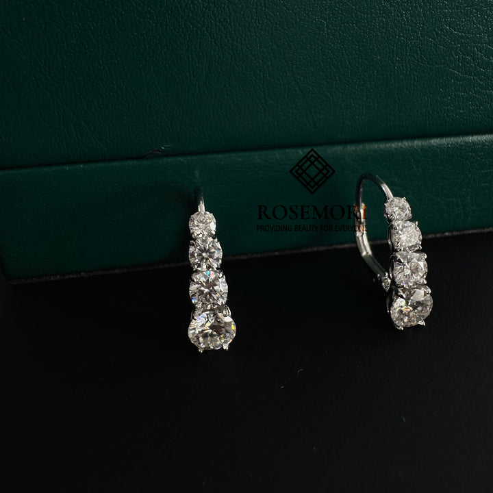 Graduated Moissanite Huggie Earrings — Multi-Stone Drop | S925 Sterling Silver