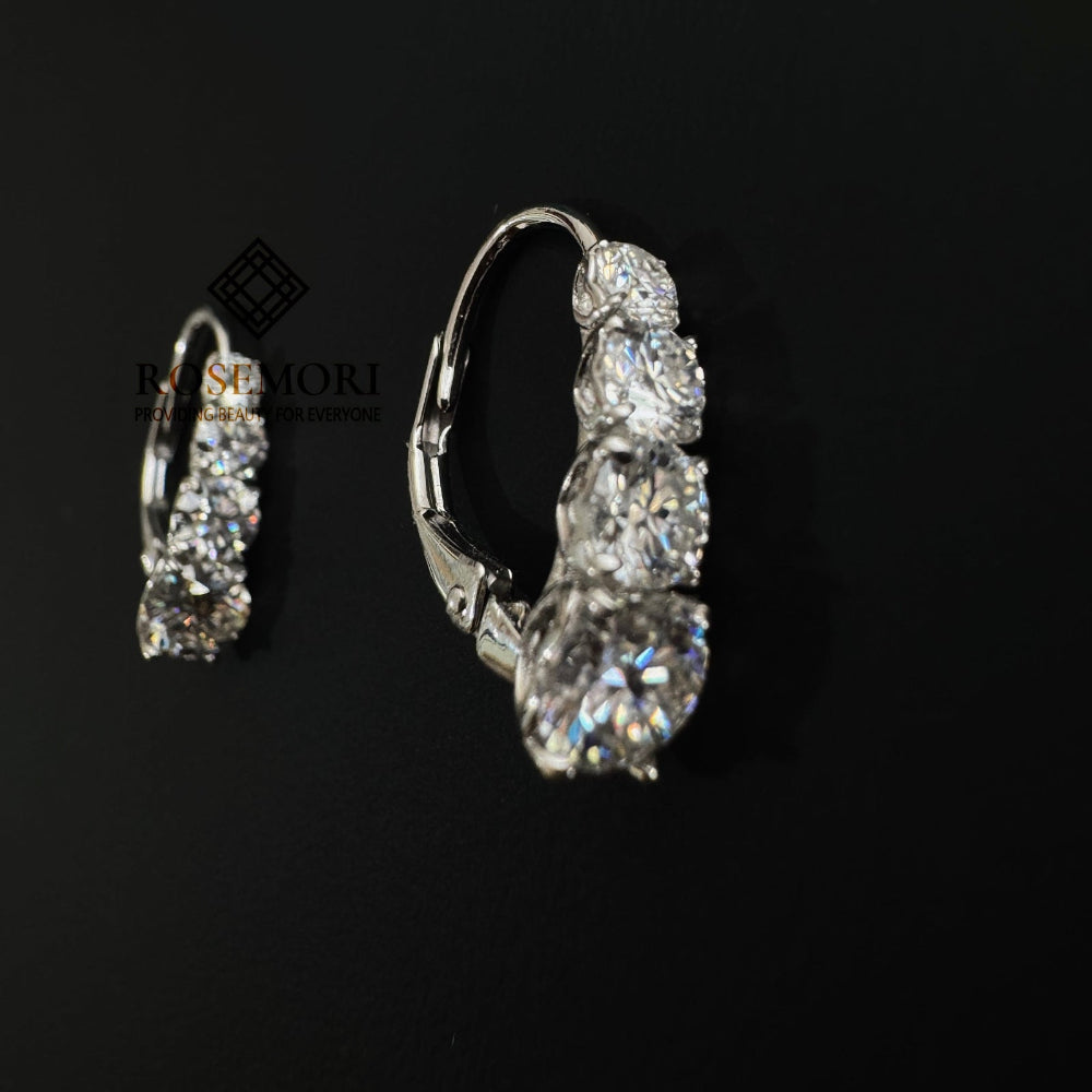 Graduated Moissanite Huggie Earrings — Multi-Stone Drop | S925 Sterling Silver