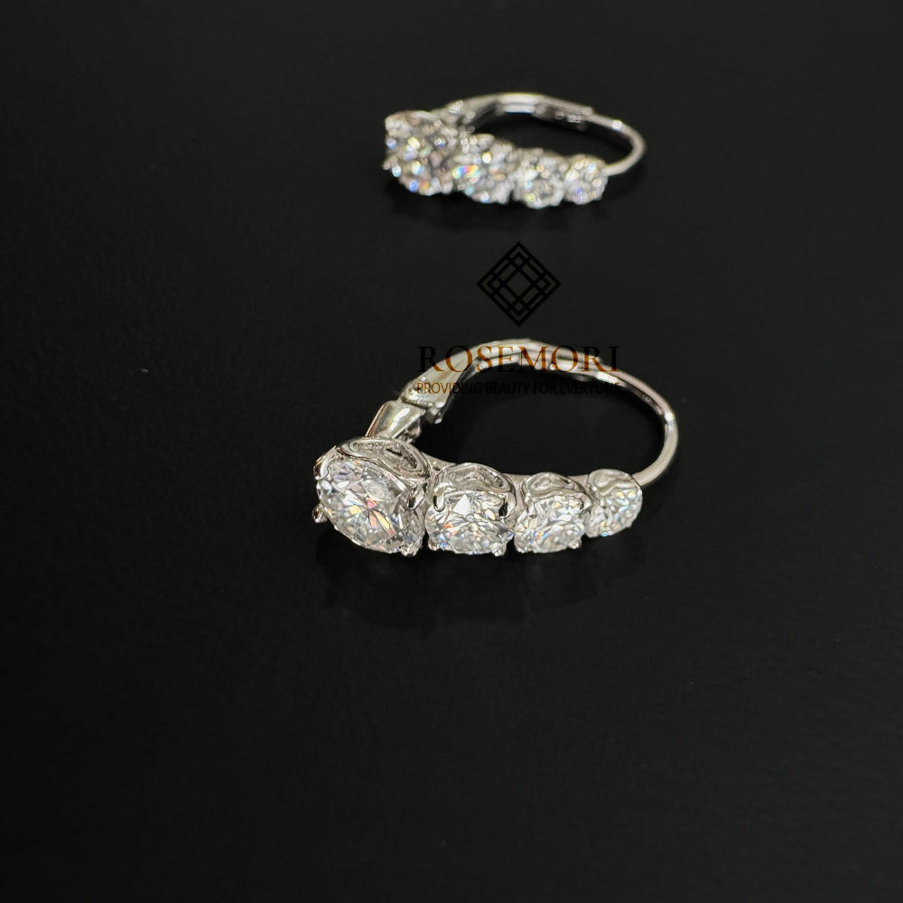 Graduated Moissanite Huggie Earrings — Multi-Stone Drop | S925 Sterling Silver