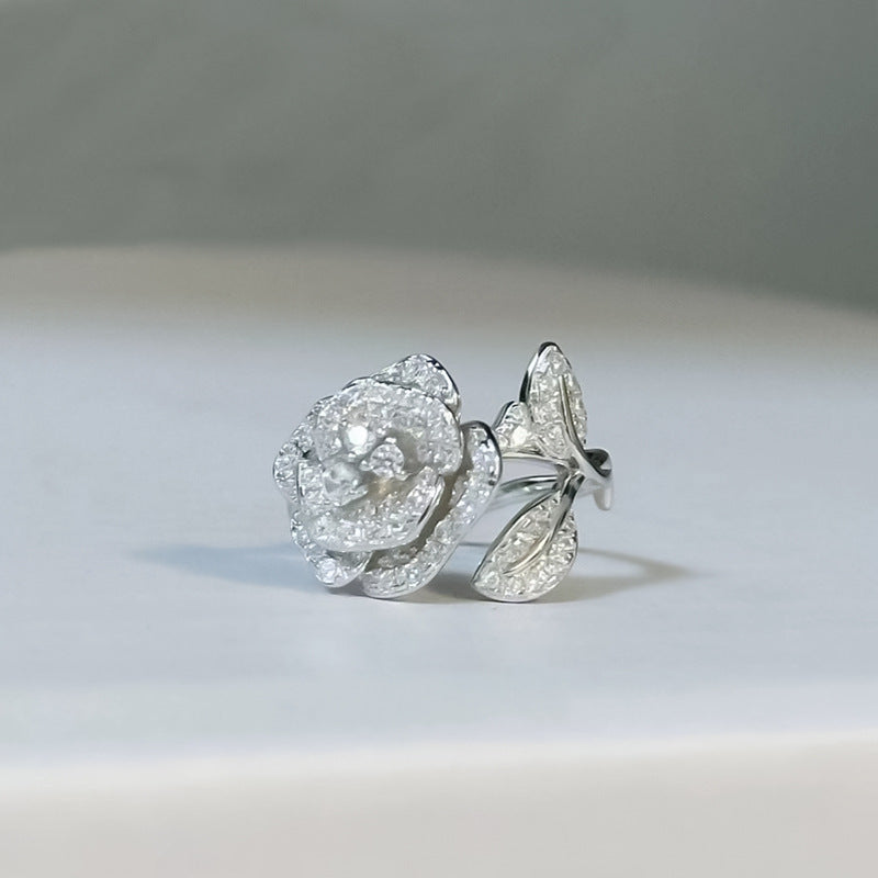 Blooming Rose Ring — Pavé 5A High Carbon Diamond | S925 Sterling Silver