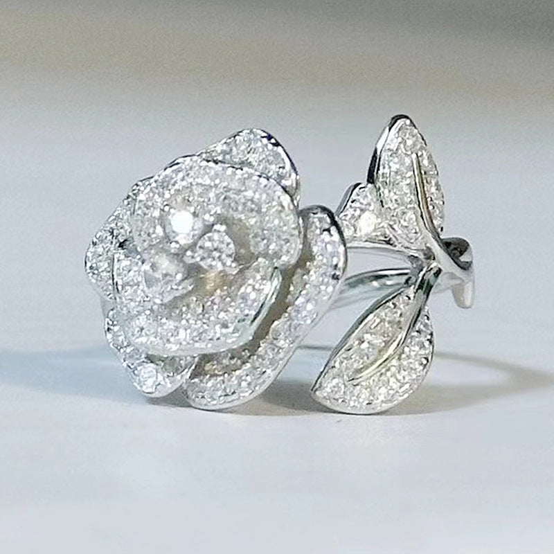 Blooming Rose Ring — Pavé 5A High Carbon Diamond | S925 Sterling Silver