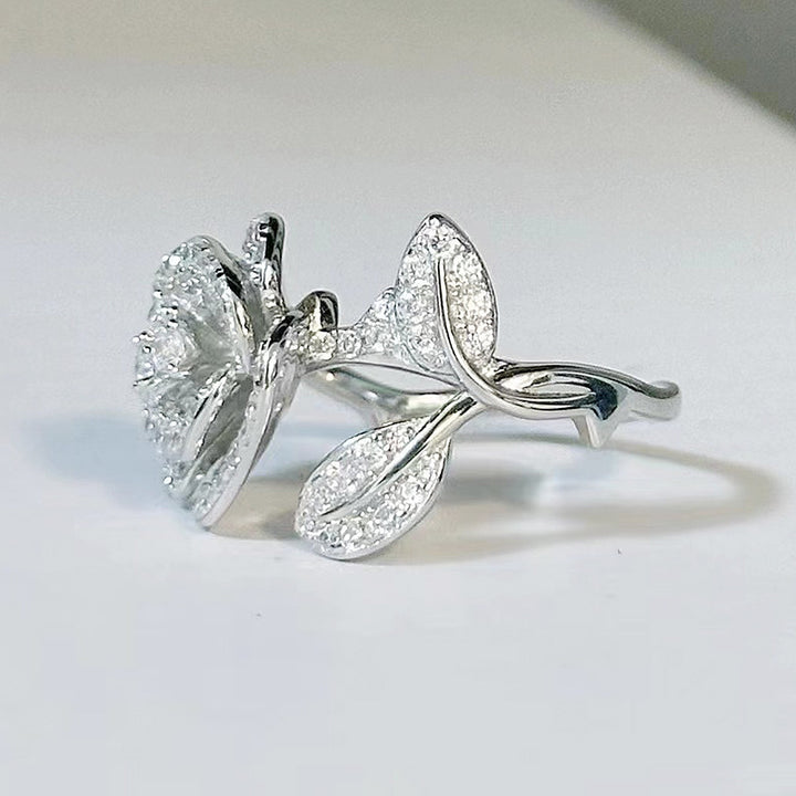 Blooming Rose Ring — Pavé 5A High Carbon Diamond | S925 Sterling Silver