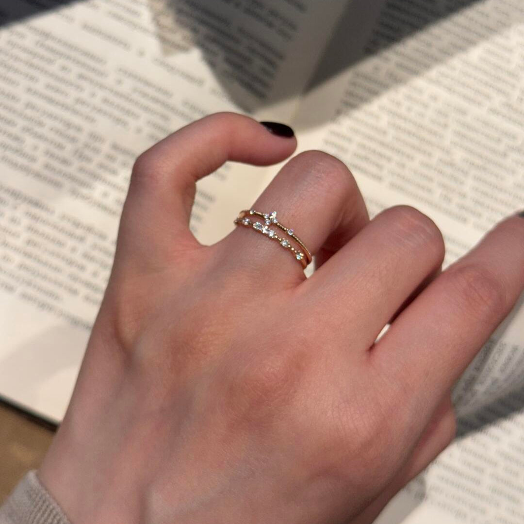Four-Petal Zircon Stackable Ring — Rose Gold / Silver | S925 Sterling Silver