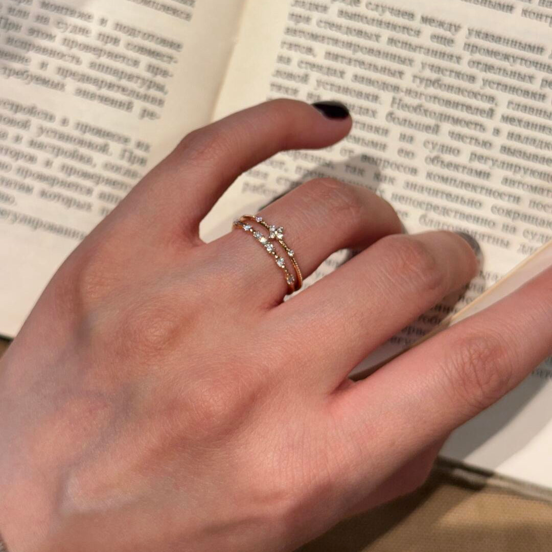 Four-Petal Zircon Stackable Ring — Rose Gold / Silver | S925 Sterling Silver