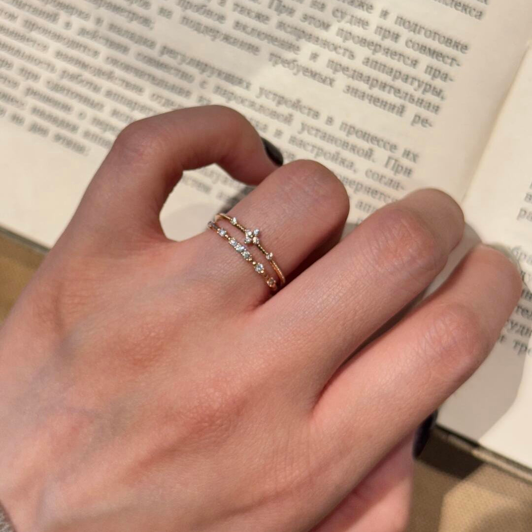 Four-Petal Zircon Stackable Ring — Rose Gold / Silver | S925 Sterling Silver