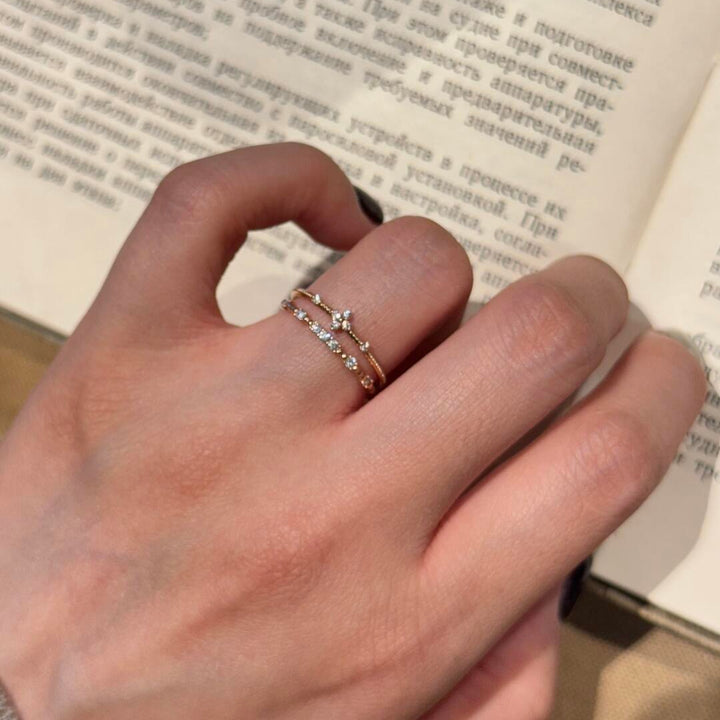 Four-Petal Zircon Stackable Ring — Rose Gold / Silver | S925 Sterling Silver