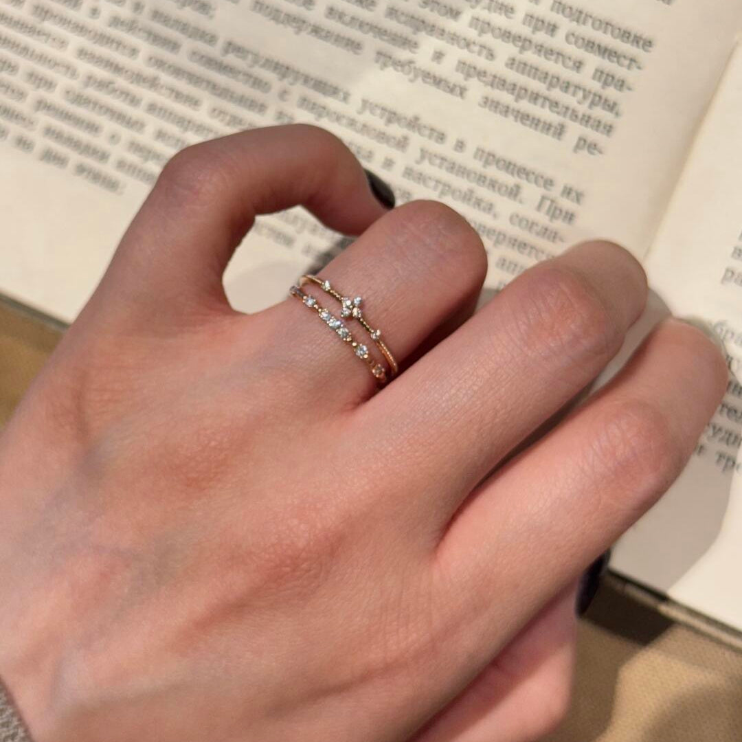 Rose Gold Minimal Zircon Stacking Ring — Delicate Band | S925 Sterling Silver