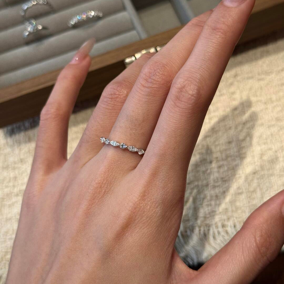 Marquise Zircon Stacking Ring — Slim Band | S925 Sterling Silver