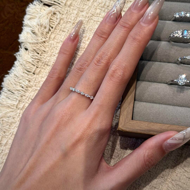 Marquise Zircon Stacking Ring — Slim Band | S925 Sterling Silver