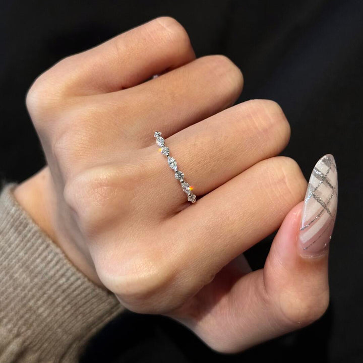 Marquise Zircon Stacking Ring — Slim Band | S925 Sterling Silver