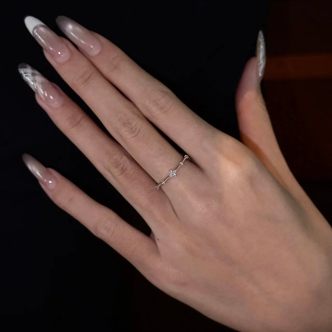 Four-Petal Zircon Stackable Ring — Rose Gold / Silver | S925 Sterling Silver