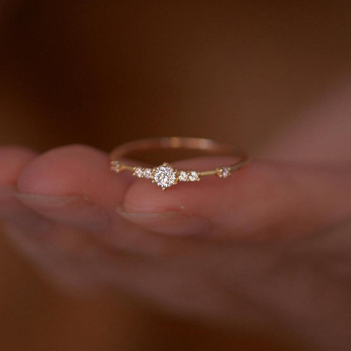 Vintage Cluster Zircon Stacking Ring — Slim Band | S925 Sterling Silver