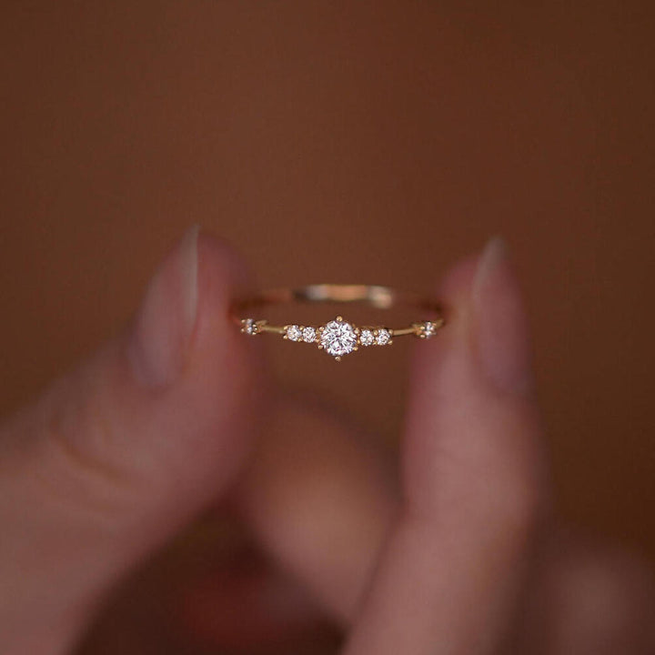 Vintage Cluster Zircon Stacking Ring — Slim Band | S925 Sterling Silver