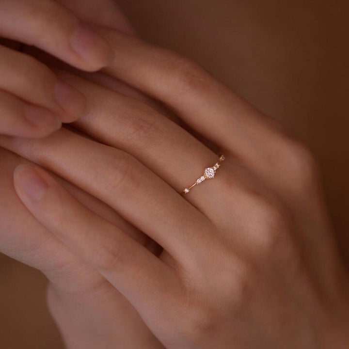 Vintage Cluster Zircon Stacking Ring — Slim Band | S925 Sterling Silver