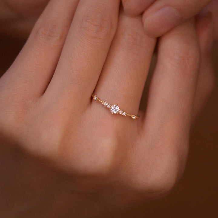 Vintage Cluster Zircon Stacking Ring — Slim Band | S925 Sterling Silver