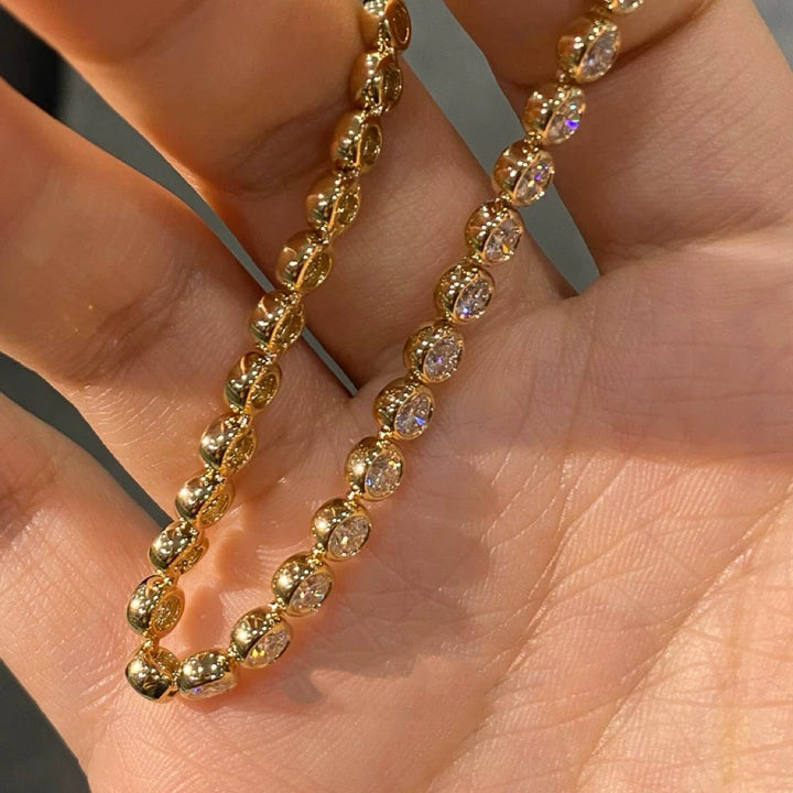Simple Full Diamond Zirconia Bracelet Necklace