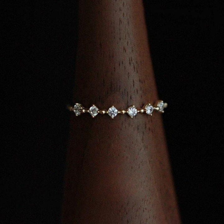 Dainty Zircon Wave Stacking Ring — Slim Band | S925 Sterling Silver