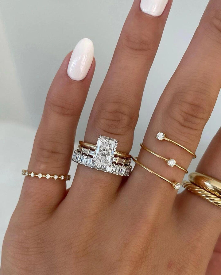 Dainty Zircon Wave Stacking Ring — Slim Band | S925 Sterling Silver