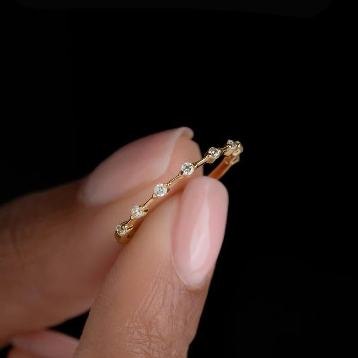Dainty Floral Stackable Ring — Tiny Zircon Band | Gold / Silver | S925 Sterling Silver