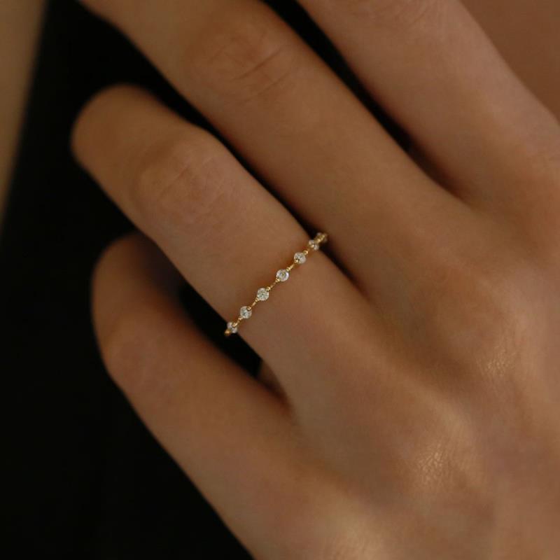 Dainty Floral Stackable Ring — Tiny Zircon Band | Gold / Silver | S925 Sterling Silver