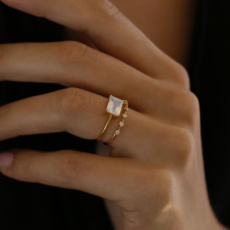 Dainty Floral Stackable Ring — Tiny Zircon Band | Gold / Silver | S925 Sterling Silver