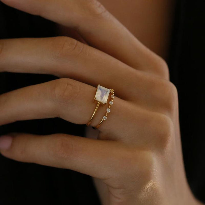 Dainty Floral Stackable Ring — Tiny Zircon Band | Gold / Silver | S925 Sterling Silver