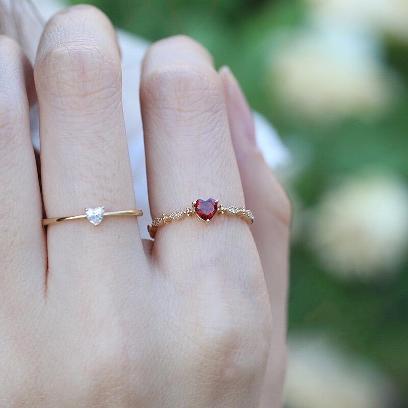 Red Heart Zircon Ring — Romantic Statement Band | S925 Sterling Silver