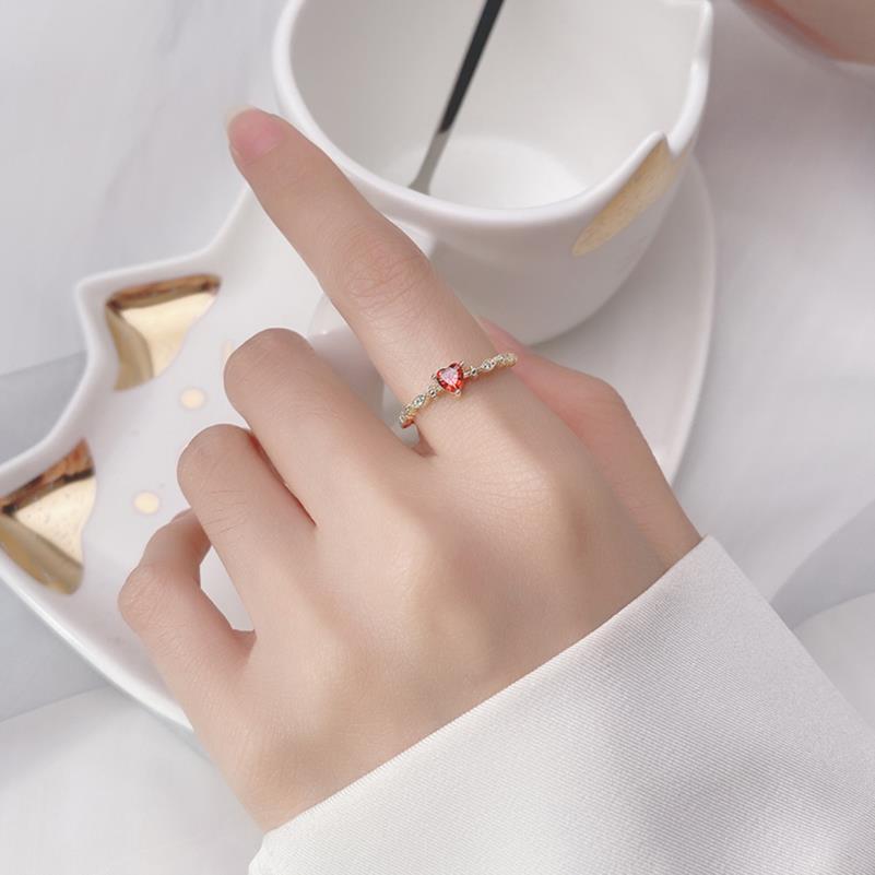Red Heart Zircon Ring — Romantic Statement Band | S925 Sterling Silver