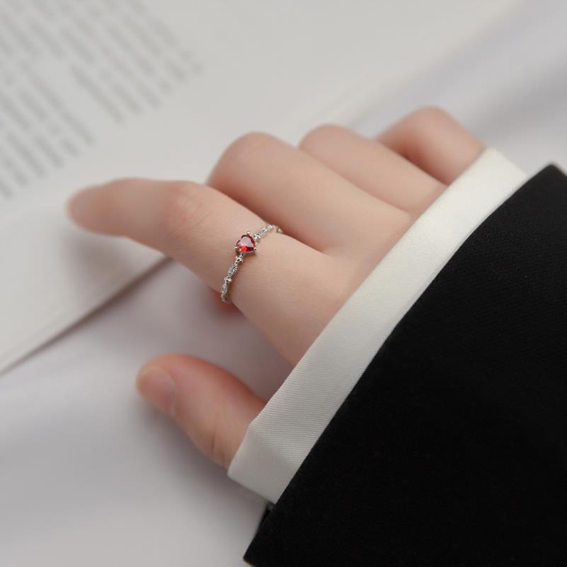 Red Heart Zircon Ring — Romantic Statement Band | S925 Sterling Silver