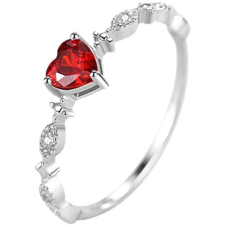 Red Heart Zircon Ring — Romantic Statement Band | S925 Sterling Silver