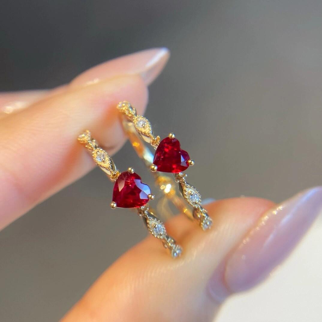Red Heart Zircon Ring — Romantic Statement Band | S925 Sterling Silver