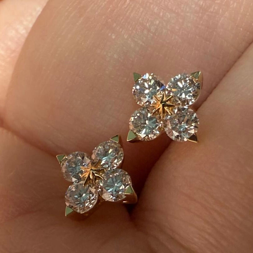 Flower Zircon Stud Earrings — Minimal Sparkle | S925 Sterling Silver