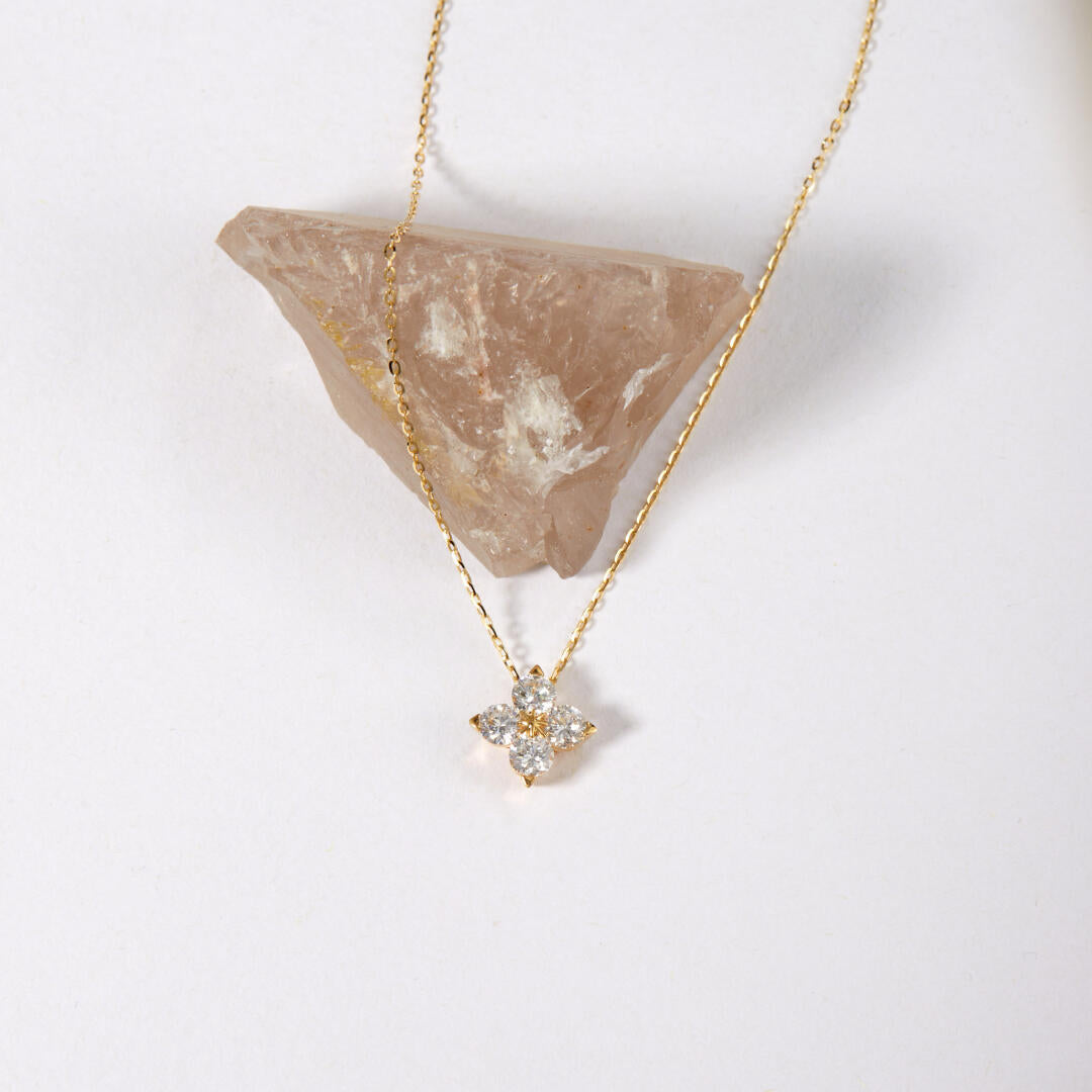 Flower Zircon Pendant Necklace