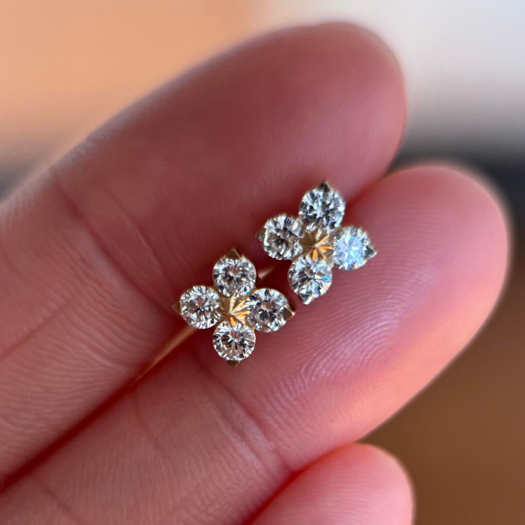 Flower Zircon Stud Earrings — Minimal Sparkle | S925 Sterling Silver