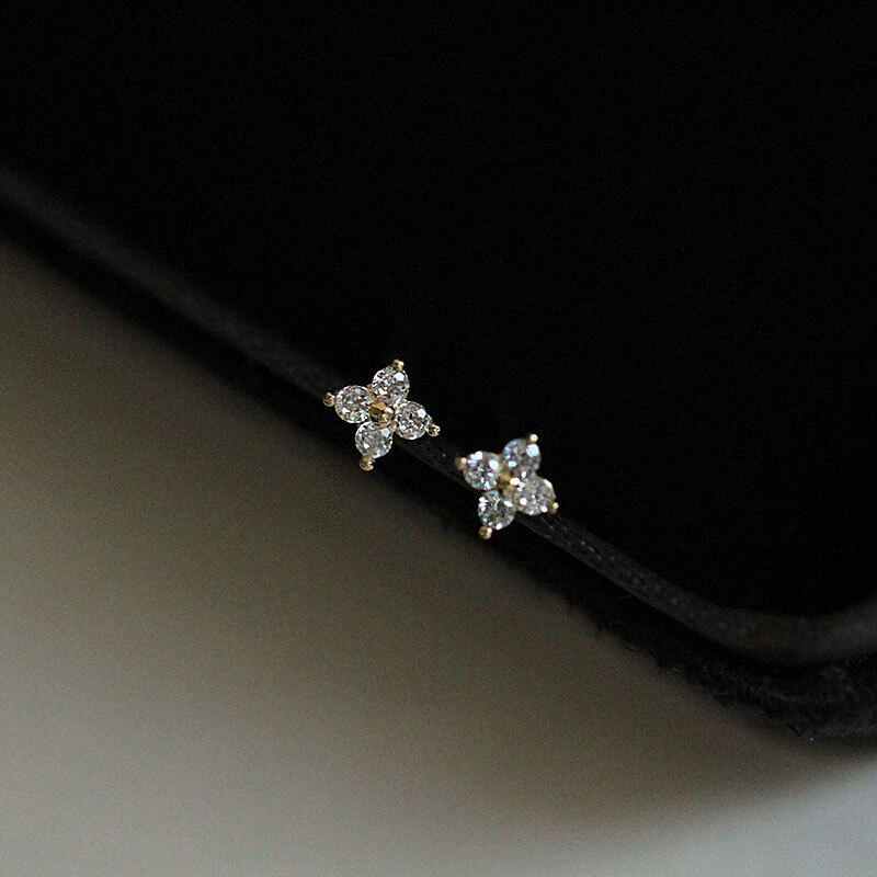 Mini Flower Zircon Stud Earrings — Petite Sparkle | S925 Sterling Silver