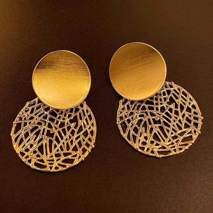 Gold Circle Cutout Earrings