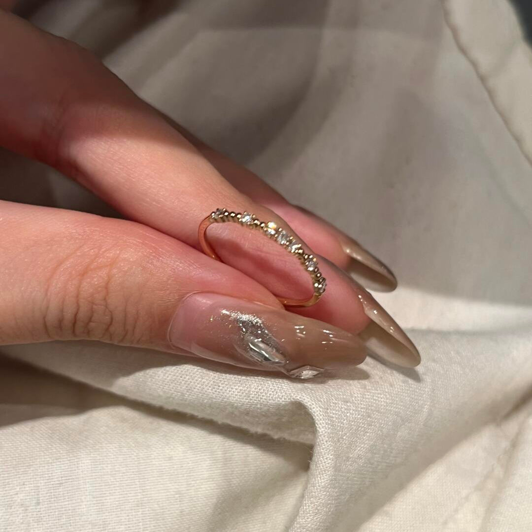 Rose Gold Minimal Zircon Stacking Ring — Delicate Band | S925 Sterling Silver