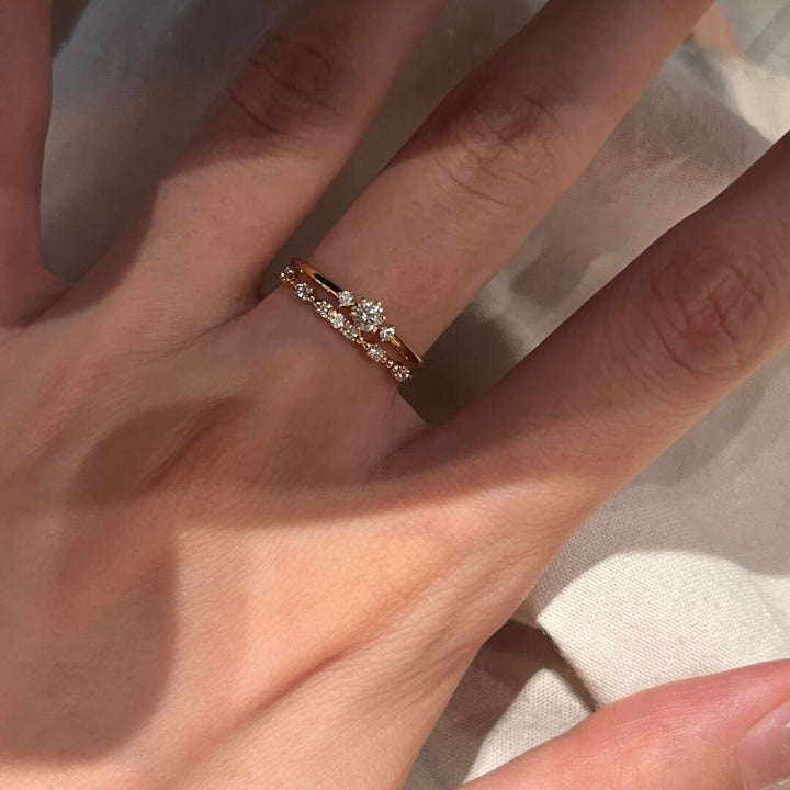Rose Gold Minimal Zircon Stacking Ring — Delicate Band | S925 Sterling Silver