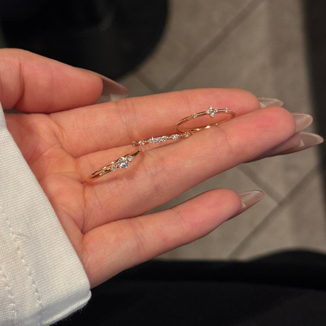 Rose Gold Minimal Zircon Stacking Ring — Delicate Band | S925 Sterling Silver