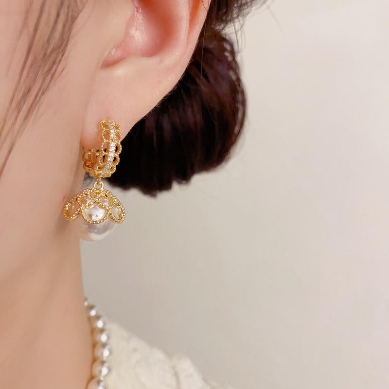 Pearl Hoop Earrings