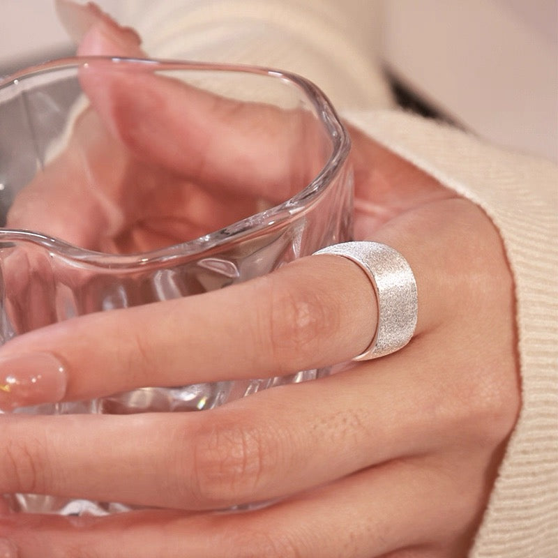 Brushed Textured Wide Band Ring