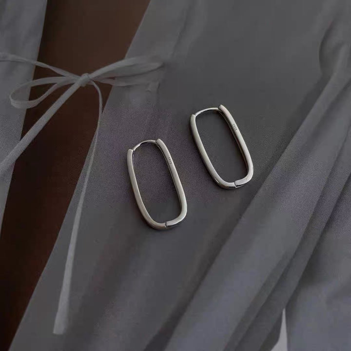 Minimalist Elongated Oval Hoop Earrings