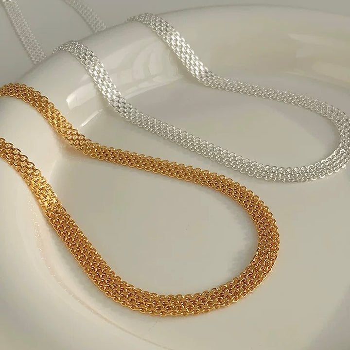 Multi-Strand Woven Chain Necklace & Bracelet Set