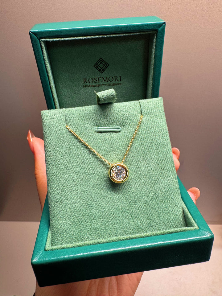 Bezel Solitaire Moissanite Necklace