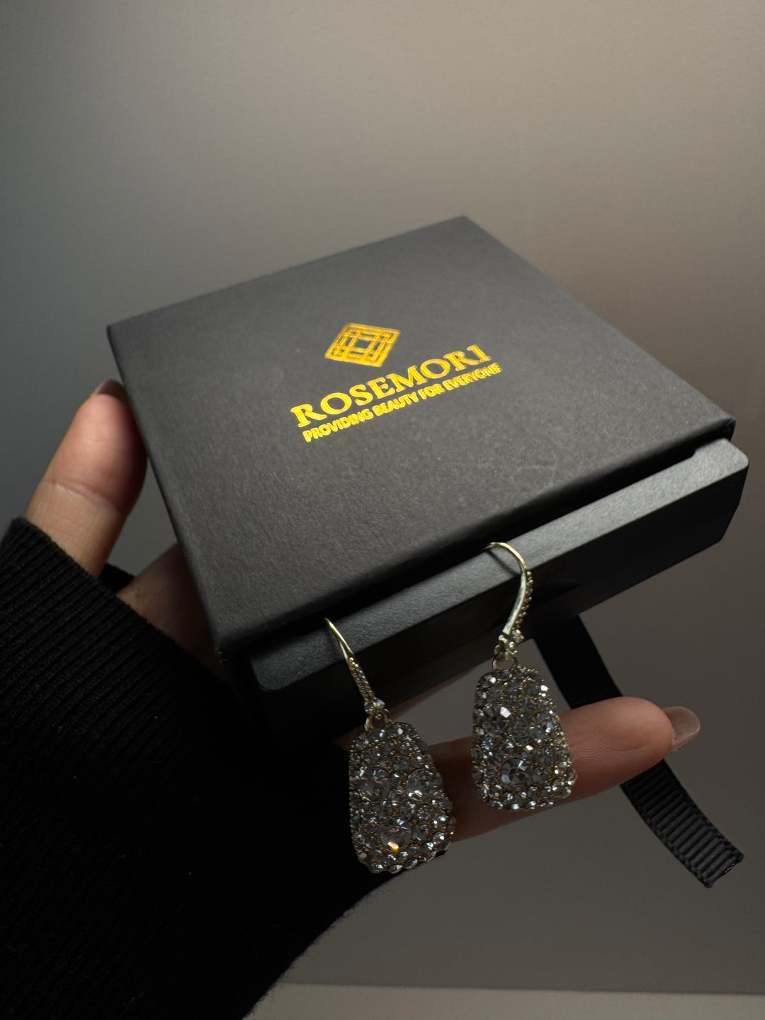 French Delicate Diamond Square Earrings