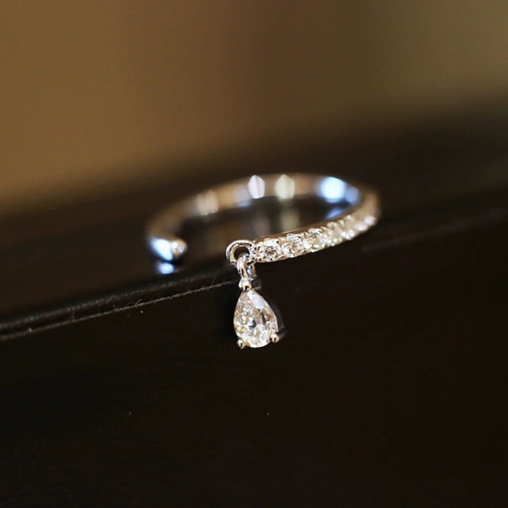 s925 Sterling Silver Drops Adjustable Ring