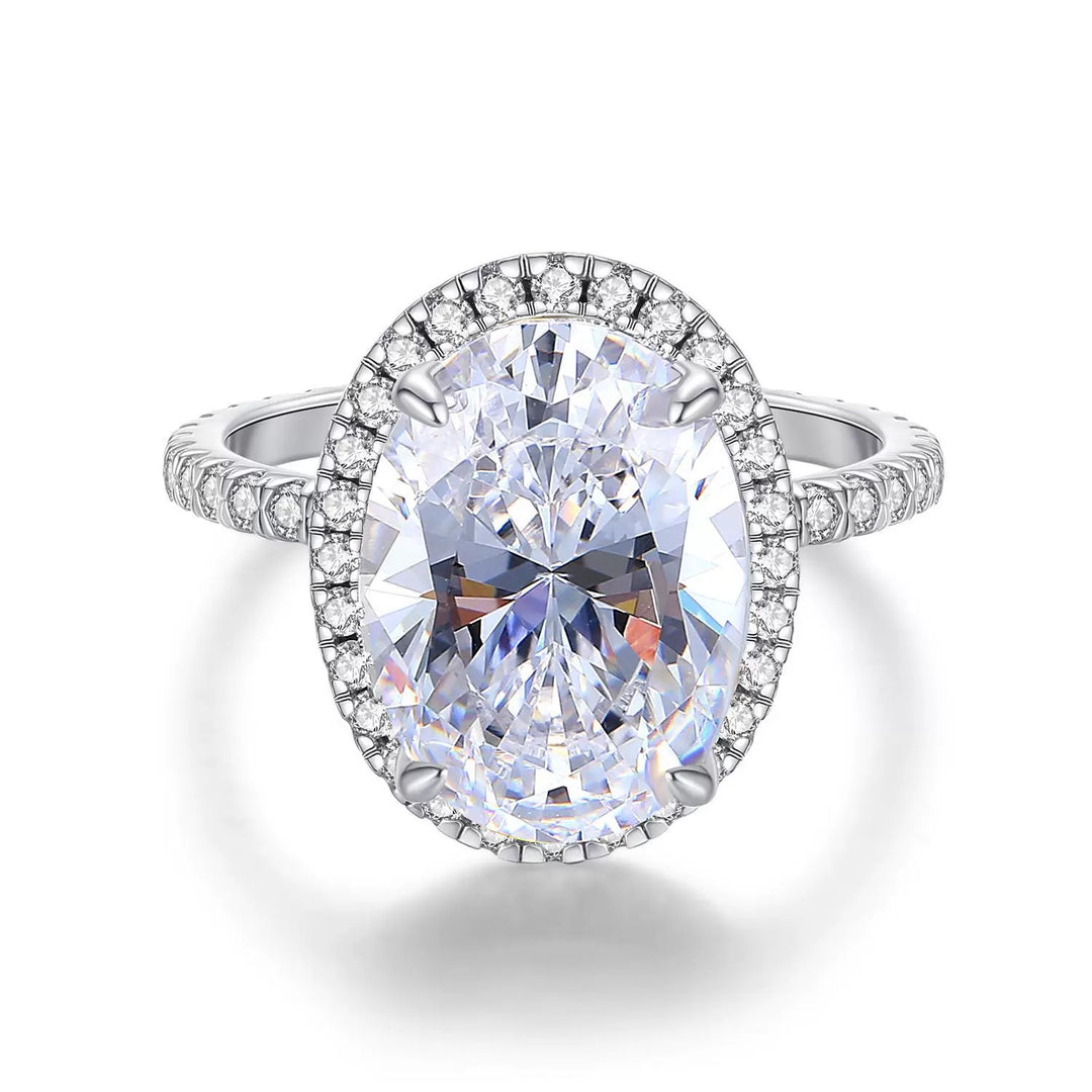 Oval “Pigeon Egg” Halo Moissanite Ring