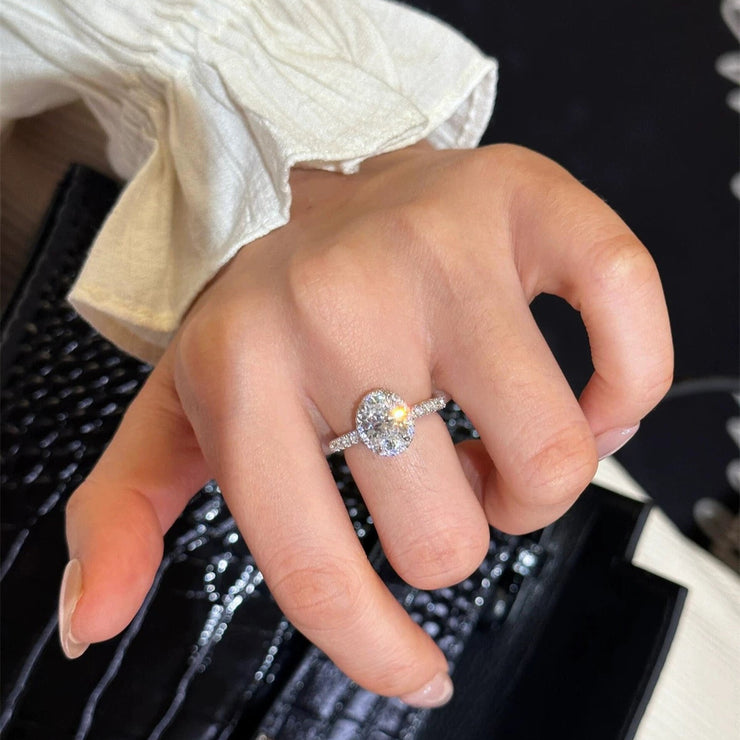 Oval Pigeon Egg Moissanite Ring