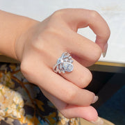 Teardrop Moissanite Crown Ring